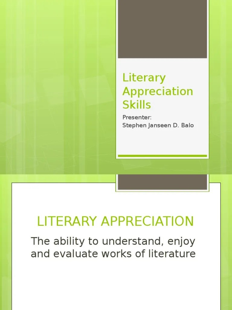 A STYLISTIC GUIDE TO LITERARY APPRECIATION