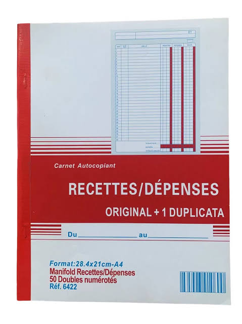 CARNET AUTOCOPIANT RECETTES/ DEPENSES A4 DUPLI 8811