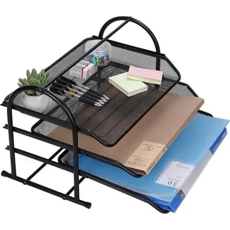 CLASSEUR BUREAU EN METAL NOIR 3 COMPARTIMENTS